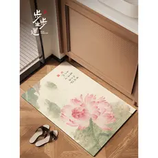 Novo estilo chinês estilo chinês lótus banheiro tapete absorvente porta do banheiro diatomáceas lama tapete toalete lótu