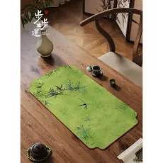 Novo estilo chinês tinta Zen couro de bambu à prova dwaterproof água tapete de chá tamanho pequeno escritório isolamento