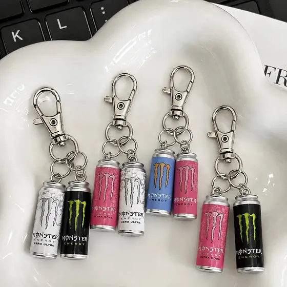 Chaveiro Dupla Mini Latas Estilo Energético Monster Energy Acessório Chaves Mochilas Bolsas