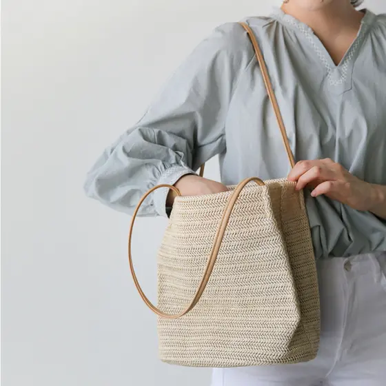 Bolsa de palha feminina verão pequeno claro 2026 novo estilo All-Match tecido bolsa de ombro de praia bolsa