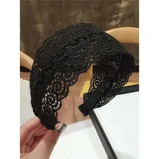 Tiara de renda de tecido de aba larga preferida com grampo de cabelo de dente combinação simples versão coreana doce fre