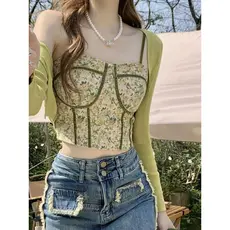 Preferido francês Floral renda linda volta roupa interior feminina puro desejo fundo fixo Anti-reflexo camisola tubo top