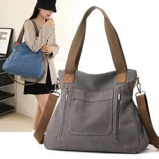 Casual grande capacidade lona sacola feminina 2025 novo estilo verão Commuter bolsa de ombro passeio portátil saco de co