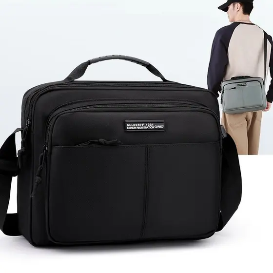 Bolsa masculina de grande capacidade, bolsa de pano Oxford com vários compartimentos, forte, resistente ao desgaste, laz