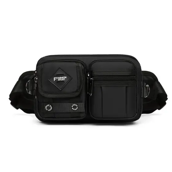 Bolsa de cintura masculina com vários bolsos, grande capacidade, tecido Oxford, à prova d'água, resistente ao desgaste,