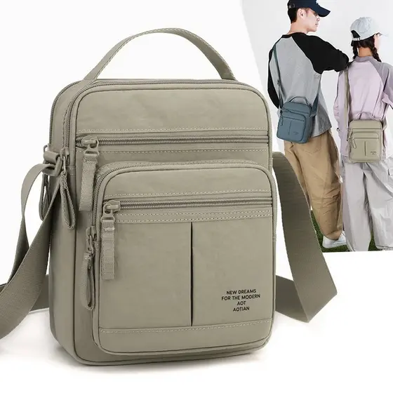 Bolsa de ombro masculina Casual, à prova d'água, grande capacidade, multicompartimento, bolsa mensageiro, estilo funcion