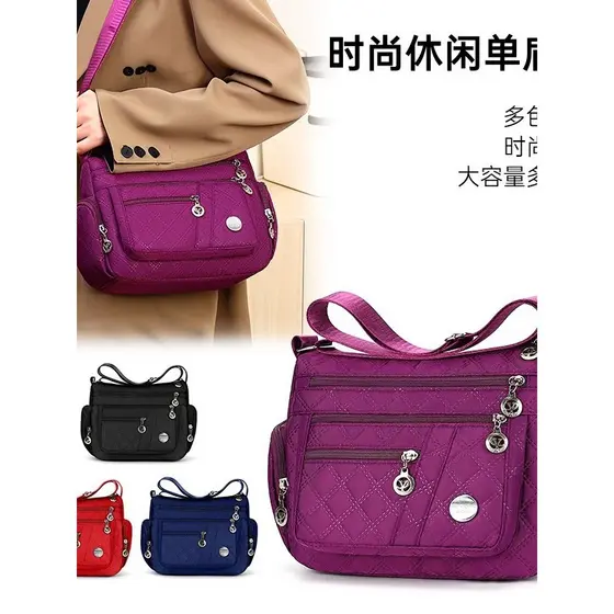 Bolsa impermeável bolsa mensageiro de grande capacidade feminina bolsa Oxford pano de meia-idade