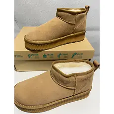 Botas de neve de sola grossa couro genuíno tubo curto estilo básico botas de neve fosco dedo do pé redondo sapatos de al