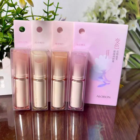 Yabang Flower Kiss Mudança de temperatura Bálsamo labial hidratante Sensação de temperatura Mudança de cor Hidratante Hi
