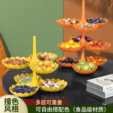 Prato de frutas de luxo multicamadas, mesa de centro para sala de estar, prato de doces doméstico, mesa frontal, lanche,
