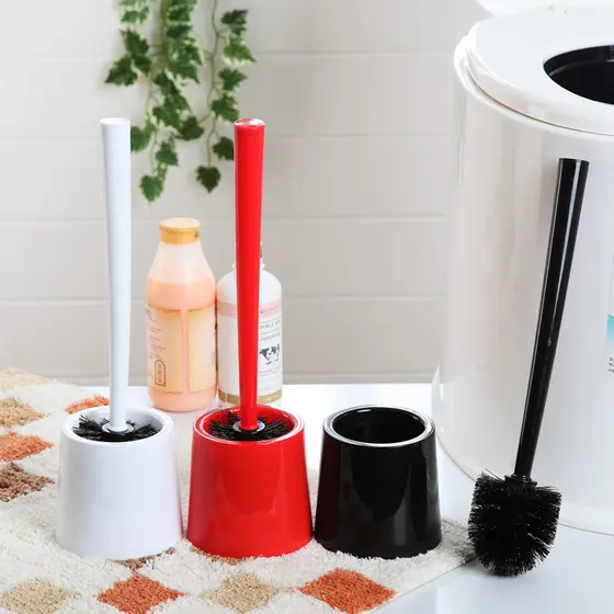 Capa de assento de cabelo macio escova de vaso sanitário criativo conjunto de vaso sanitário plástico alça longa escova