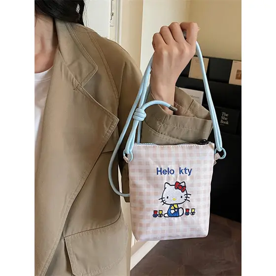 HelloKitty Bolsa de celular de desenho animado feminina pequena leve 2026 novo estilo bolsa mensageiro Mini bolsa pequen