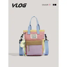 VLOG contraste cor menina saco do mensageiro crianças estudantes leve viagem ao ar livre compras pequeno saco de ombro p