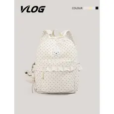 VLOG renda bolinhas bonito bordado mochila júnior meninas do ensino médio mochila estudantes universitários classe Commu