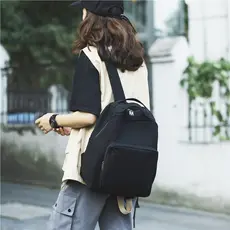2024 novo estilo mochila feminina simples All-Match mochila moda preto estudante universitário classe saco de lona peque