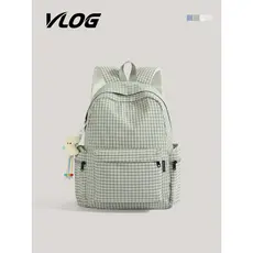 VLOG mochila escolar xadrez de alto valor, feminina, estudantes do ensino médio, grande capacidade, leve, simples, ensin