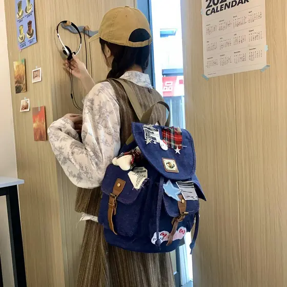 Denim mochila menina de alto valor ins estilo Retro quente menina mochila bonito estudante universitário mochila de gran
