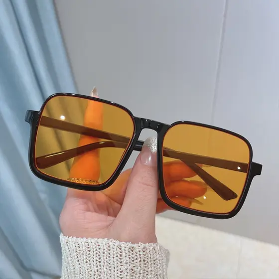 Óculos de sol marrom feminino High-End sentir ins estilo Retro grande quadro grande rosto mais magro olhar influenciador