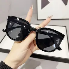 Óculos de sol pretos de armação grande feminino High-End sentido Anti-ultravioleta Retro óculos de sol rosto grande mais