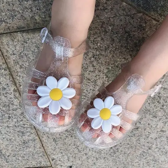 Meninas sandálias de plástico podem ser lançadas crianças meninas estilo verão pode molhar água pisando na água antiderr