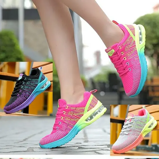 Outono moda feminina sapatos estudante sola macia tênis de corrida malha respirável sapatos casuais leve mãe sapatos de
