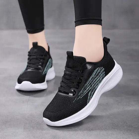 Primavera sapatos femininos mãe sapatos esportivos malha respirável estudante tênis de corrida sapatos de exercício leve
