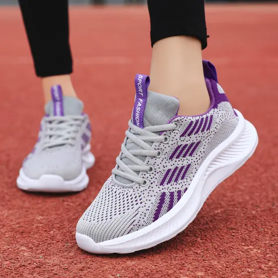 Beamon outono sapatos femininos malha respirável sapatos esportivos estudante sola macia tênis de corrida leve sapatos d