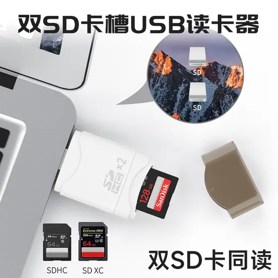 Interface USB Leitor de cartão SD de computador Dois em um Cartão duplo Leitura simultânea Slots para cartões duplos Doi