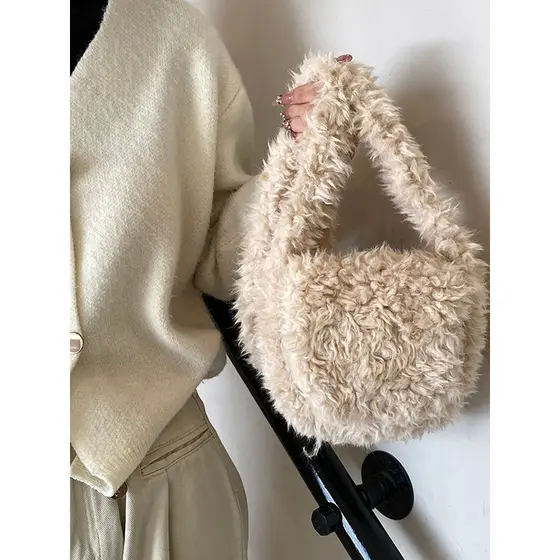 Estilo preguiçoso saco de pelúcia feminino 2025 novo estilo moda um ombro saco do mensageiro texturizado moda bonito peq