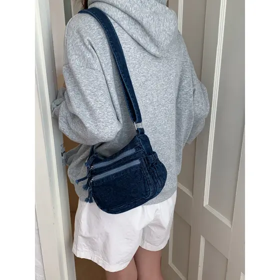 Denim Retro bolsa de ombro Casual Commuter 2026 novo estilo na moda saco do mensageiro grande capacidade All-Match saco 