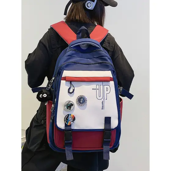 Reduzir a carga Ridge Protection Mochila leve de grande capacidade feminina para estudantes do ensino médio mochila Flip