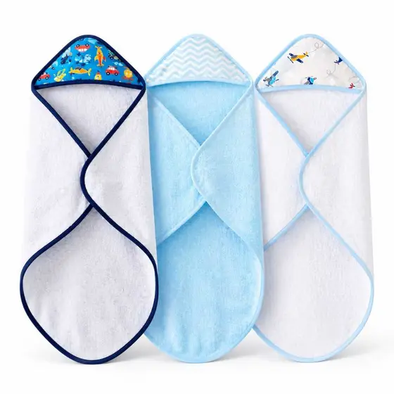Kit 3 Toalha de Banho Sem Forro Sortida para Bebê com Capuz - Conforto e Proteção