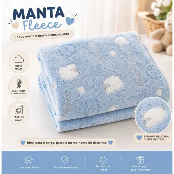 Manta Fleece Bebê Macia e Confortável | Cobertor Infantil para Berço, Carrinho e Maternidade