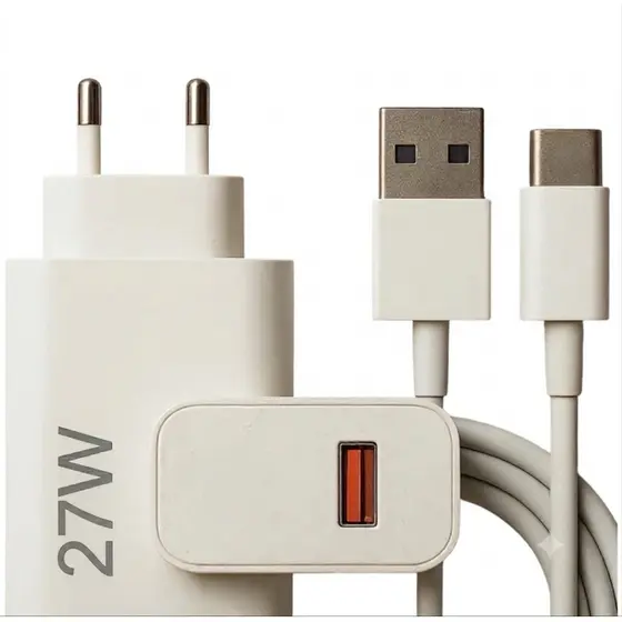 Carregador Turbo tipo C, 27w Usb-c Cabo 1m Bivolt 110/220 Rápido