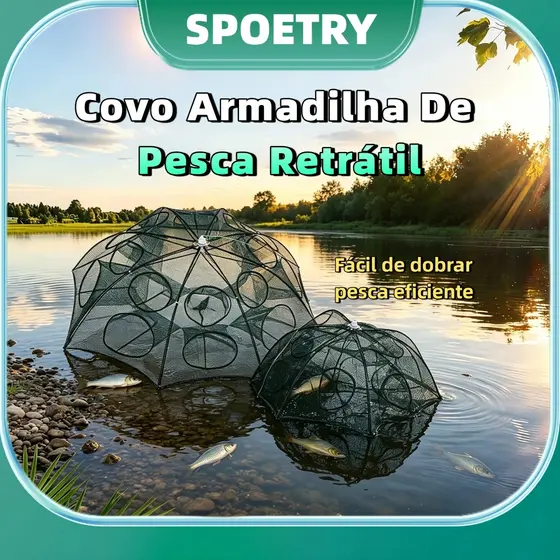 Rede De Pesca Gaiola De Camarão Dobrável Nylon Automático Guarda-chuva Forma Armadilha Para Peixe