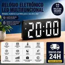 Despertador Digital LED Espelho Minimalista Silencioso, Relógio de Mesa Inteligente com Ajuste de Brilho para Quarto