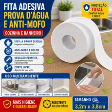 Fita de Vedação Autocolante 320x3,8cm À Prova D'Água Anti-Mofo para Pia Fogão Banheiro Vaso Sanitário Silicone