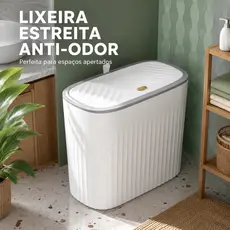 Lixeira Estreita com Tampa de Pressão Anti‑odor, Plástico PP 7L para Cozinha Banheiro, Economiza Espaço
