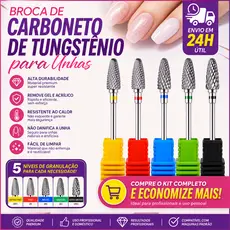 Broca de Tungstênio para Remoção de Unhas de Gel e Acrigel – Profissional para Lixadeira de Unhas