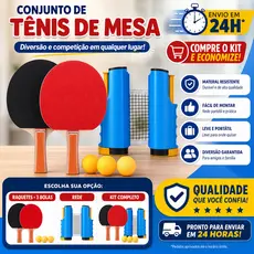 Kit Completo de Tênis de Mesa - Raquete, Rede e 3 Bolas