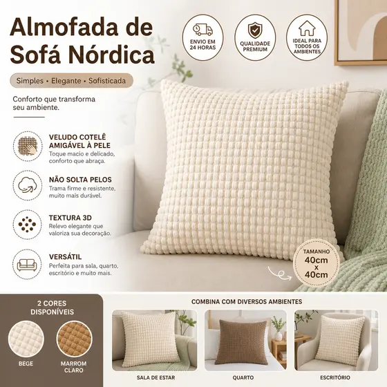 Almofada Puff Moderna Pronta Entrega Capa Texturizada Macia Para Sofá Sala Quarto Decoração Casa Estilo Minimalista