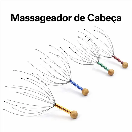Massageador de Cabeça Manual Cafuné e Para Enxaqueca Kit 1 a 4 Unidades
