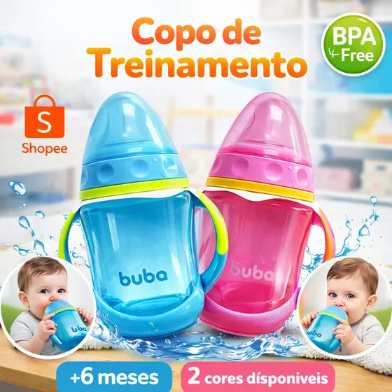 Copo de Treinamento Buba 250ml Copo de Transição com Alça Removível Bico de Silicone