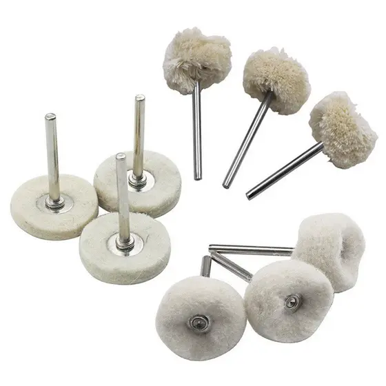 10 Pçs Feltro Abrasivo Rebolo 3mm Haste Fio De Algodão Polimento Mini Escova Para Dremel Ferramentas Rotativas