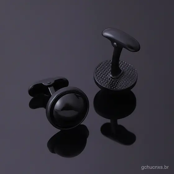 Moda Preto Quadrado Circular Abotoaduras Simples Retro Metal Manga Masculina Studs Acessório Presente