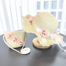 Primavera verão novo estilo menina chapéu de palha bonito bebê chapéu de sol menina beira-mar férias chapéu praia chapéu