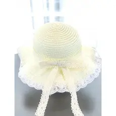 Menina doce renda borda crianças chapéu de palha bebê menina verão protetor solar chapéu de sol Bowknot viagem praia cha