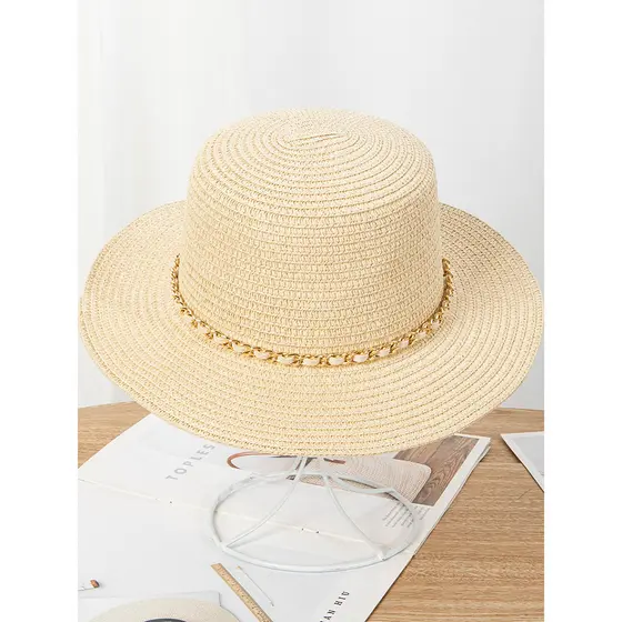 Nova corrente chapéu de palha primavera verão das mulheres dos homens ao ar livre praia chapéu de sol chapéu de praia ch