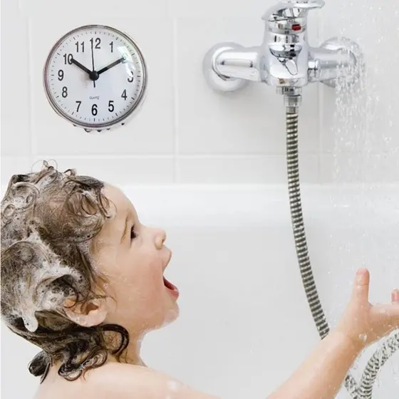 Mini ventosa relógio de parede banheiro Anti-nevoeiro à prova dwaterproof água relógio de cozinha pequeno relógio de qua