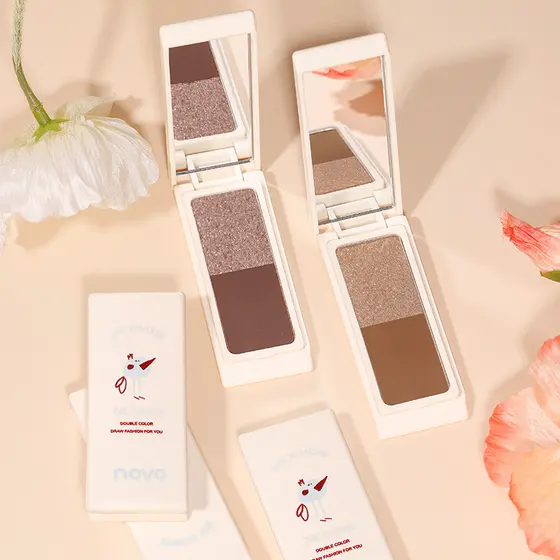 Novo paleta de sombras de duas cores fosca cor terra portátil pérola Flash estudante barato nicho marca maquiagem para i